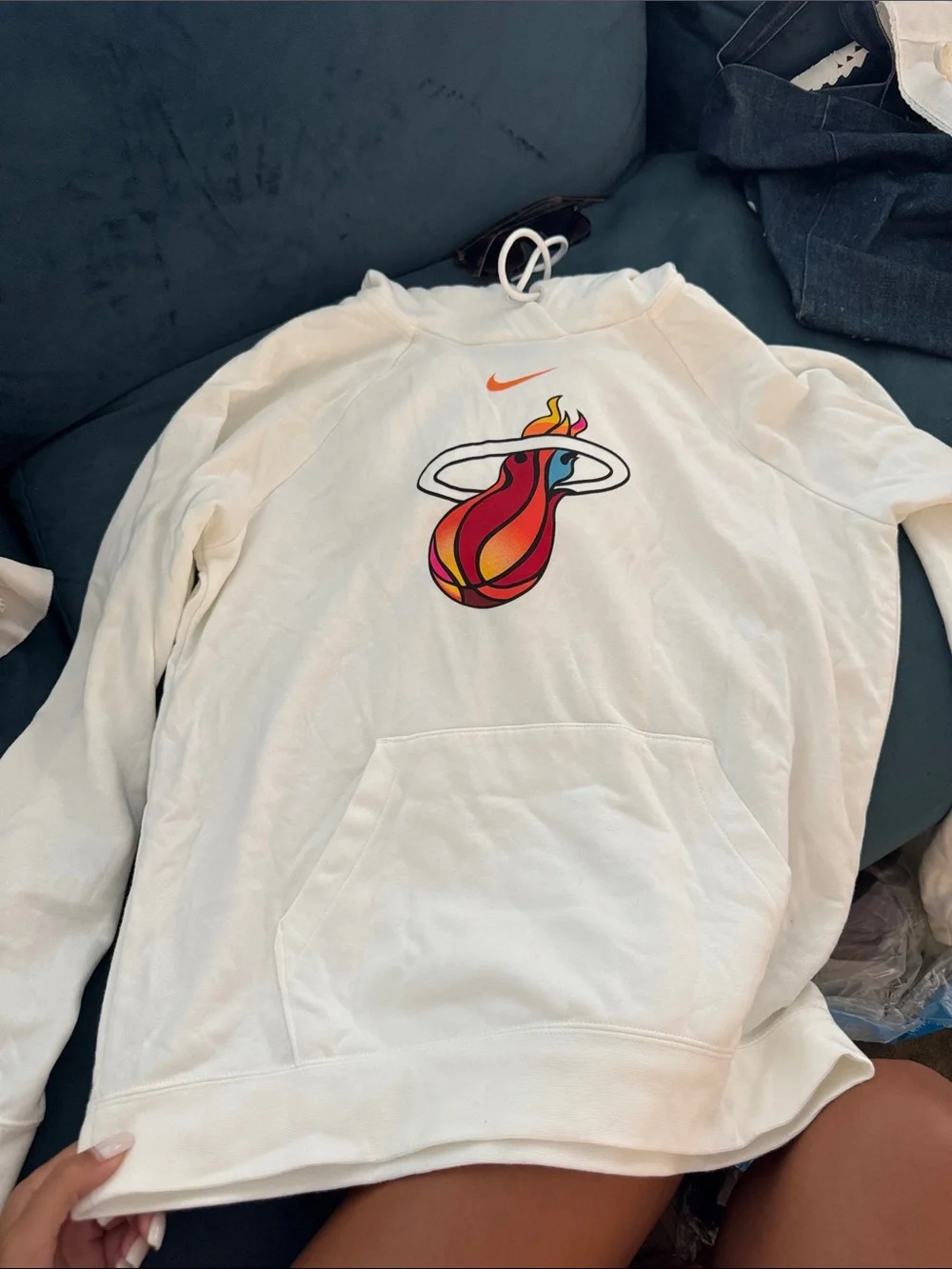 NIKE White Hoodie with Miami heat photo